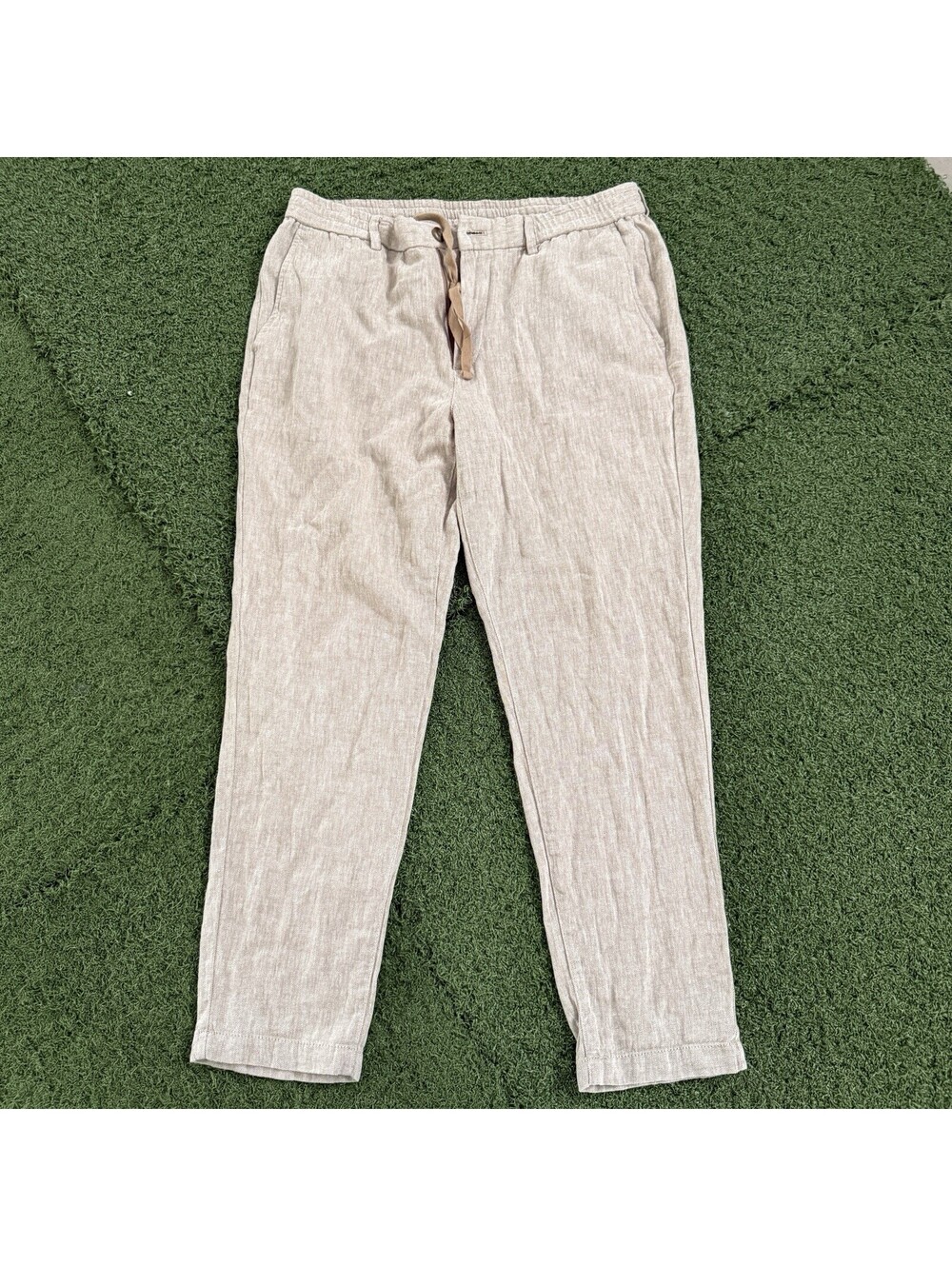 Banana Republic Men’s 34x28 Beige Linen Blend Drawstring Casual Pants Reosrtwear